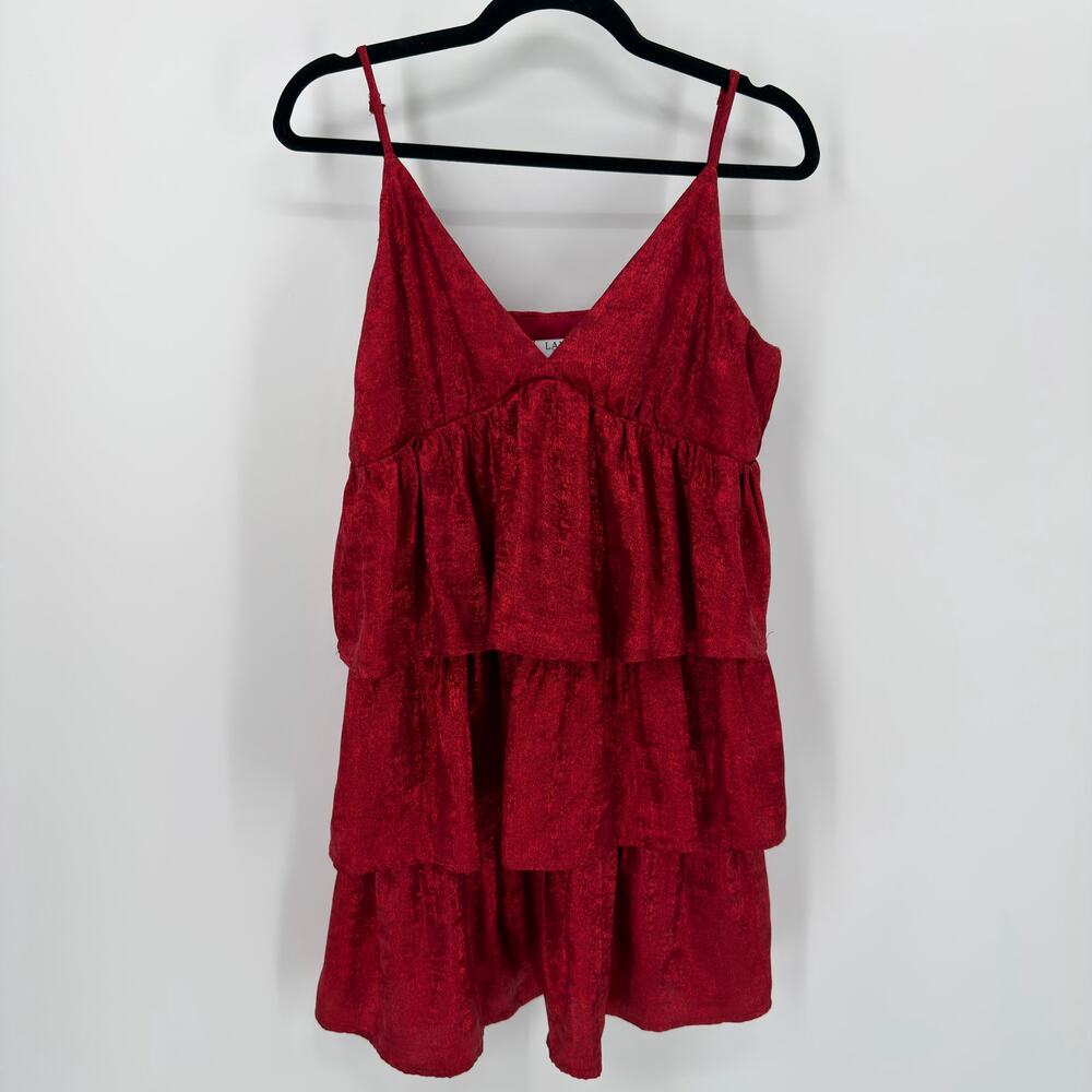 Lavish Tuscaloosa Red Tiered Mini Dress - Size Medium